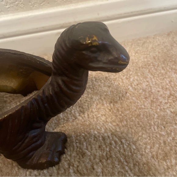 DINOSAUR Lamp with Tiffany Style Yellow Glass Shell 12" Brass - Picture 9 of 9